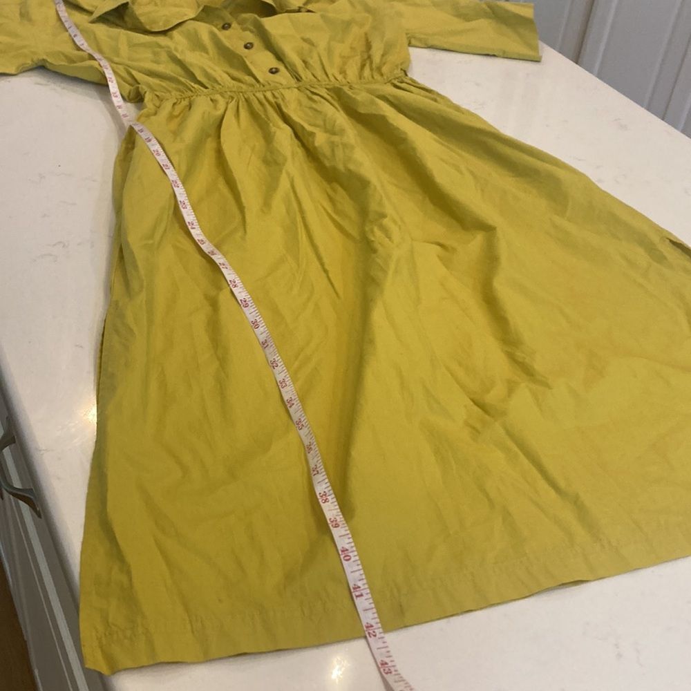 Etica Tina Shirt Dress 100% Organic Cotton Poplin Midi Natural Yellow Dress S - Picture 5 of 9